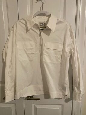 Scotch & Soda Cream Half-Zip Chest-Pocket Shirt NWOT
